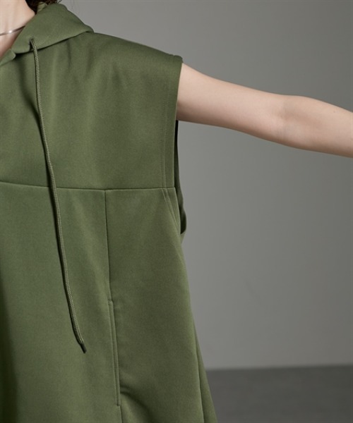 Soiunique（スワユニーク）の「ダンボールニットフード付きベストパーカー［Soiunique］（Tシャツ/カットソー・レディース・カーキ/ブラック・S～Ｍ/L～LL）」の14枚目の写真