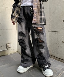 lilful | ダメージ加工クラッシュデニムパンツ(デニムパンツ)