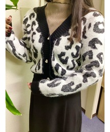 【Bls】 【Bling Leads】ヒョウ柄ショート丈カーディガン C/D
