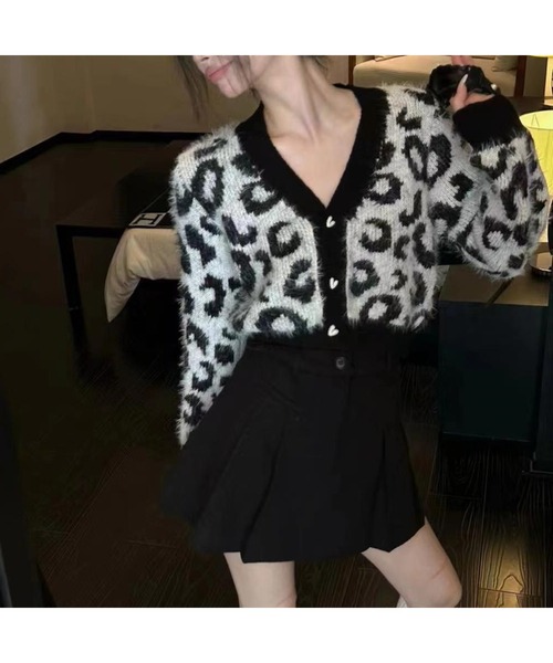 Bling Leads(ブリングリーズ)の「【Bls】 【Bling Leads】ヒョウ柄ショート丈カーディガン C/D(カーディガン/ボレロ・レディース・ベージュ/ホワイト・FREE)」の8枚目の写真