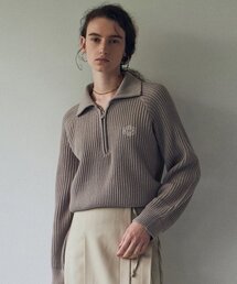 NICOLE HALF ZIP UP KNIT_MOCHA