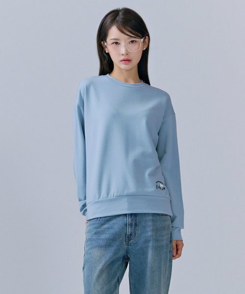 CHASECULT(チェイスカルト)の「レディース ルーズフィット デイリー 薄い起毛 スウェットTシャツ-CFRG5171C0D(スウェット・レディース・ブルー・85/90)」の3枚目の写真