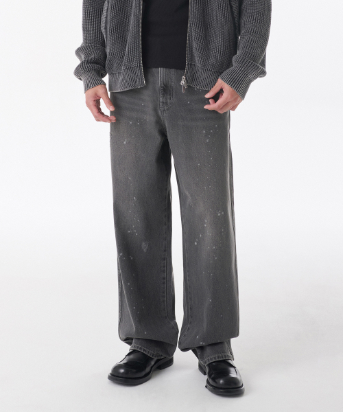 MUSINSA STANDARD（ムシンサスタンダード）の「ペインテッドワイドデニムパンツ[グレー]（デニムパンツ・メンズ・その他・33/26/27/28/29/38/36/34/32/30/31）」の3枚目の写真