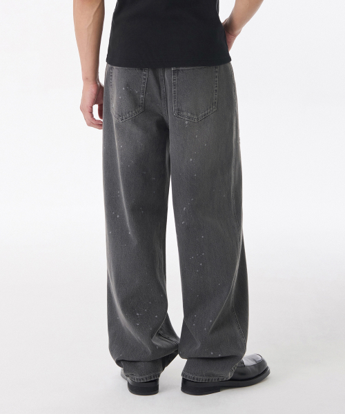 MUSINSA STANDARD（ムシンサスタンダード）の「ペインテッドワイドデニムパンツ[グレー]（デニムパンツ・メンズ・その他・33/26/27/28/29/38/36/34/32/30/31）」の4枚目の写真