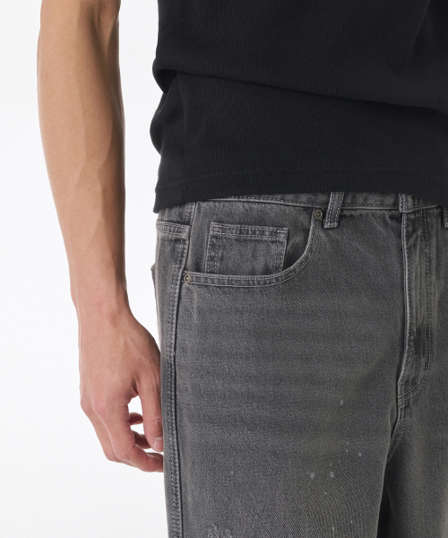 MUSINSA STANDARD（ムシンサスタンダード）の「ペインテッドワイドデニムパンツ[グレー]（デニムパンツ・メンズ・その他・33/26/27/28/29/38/36/34/32/30/31）」の6枚目の写真