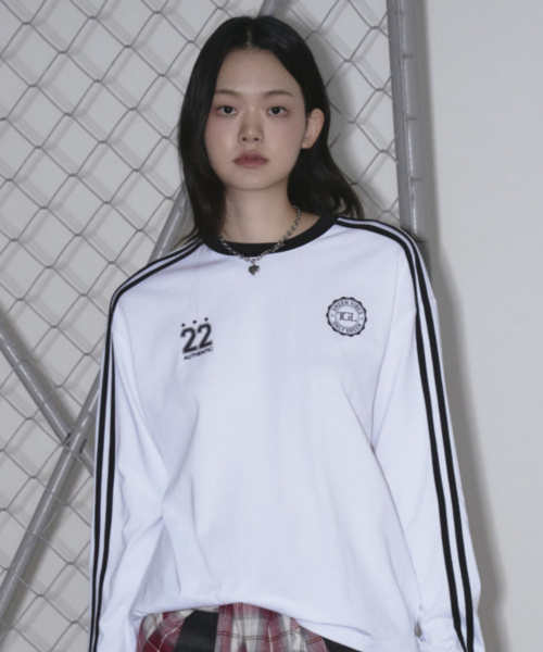 THE GREEN LAB（ザグリーンラボ）の「サッカーフットボール配色長袖Tシャツ[ホワイト]（Tシャツ/カットソー・レディース・その他・SMALL）」の3枚目の写真