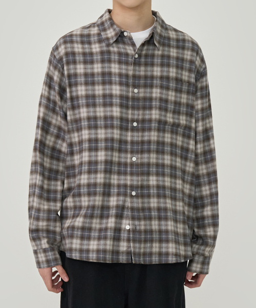 TOFFEE(トフィー)の「オンブレチェックシャツ(グレイッシュブルー)(シャツ/ブラウス・メンズ・その他・MEDIUM/LARGE/X-LARGE)」の1枚目の写真