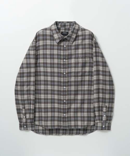 TOFFEE(トフィー)の「オンブレチェックシャツ(グレイッシュブルー)(シャツ/ブラウス・メンズ・その他・MEDIUM/LARGE/X-LARGE)」の2枚目の写真