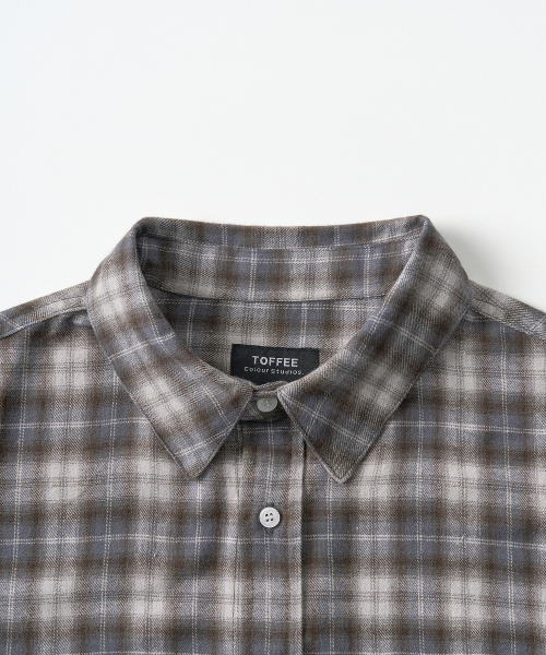 TOFFEE(トフィー)の「オンブレチェックシャツ(グレイッシュブルー)(シャツ/ブラウス・メンズ・その他・MEDIUM/LARGE/X-LARGE)」の4枚目の写真
