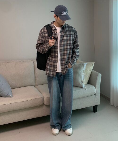 TOFFEE(トフィー)の「オンブレチェックシャツ(グレイッシュブルー)(シャツ/ブラウス・メンズ・その他・MEDIUM/LARGE/X-LARGE)」の8枚目の写真