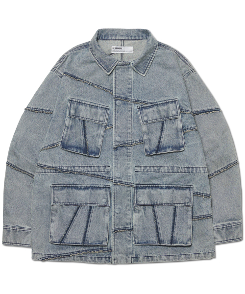 NOMANUAL(NOMANUAL)の「R.C DENIM BDU JACKET - WASHED BLUE(デニムジャケット・レディース・その他・SMALL/MEDIUM/LARGE)」の1枚目の写真