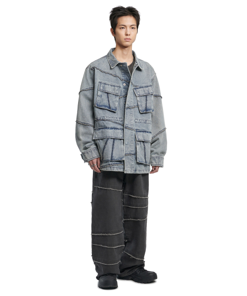 NOMANUAL(NOMANUAL)の「R.C DENIM BDU JACKET - WASHED BLUE(デニムジャケット・レディース・その他・SMALL/MEDIUM/LARGE)」の3枚目の写真