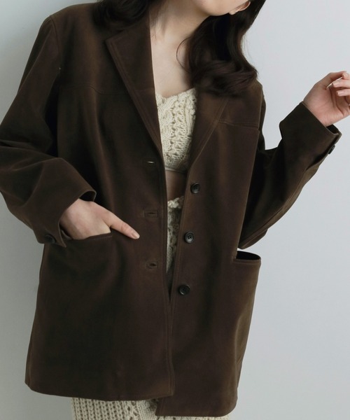 ブラウン ジャケット サイズ38 アンヌーク anuke/アンヌーク] エコスエード ジャケット（テーラードジャケット