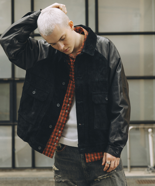 セール】A LEATHER × JOURNAL STANDARD COMBI TRUCKER JACKET