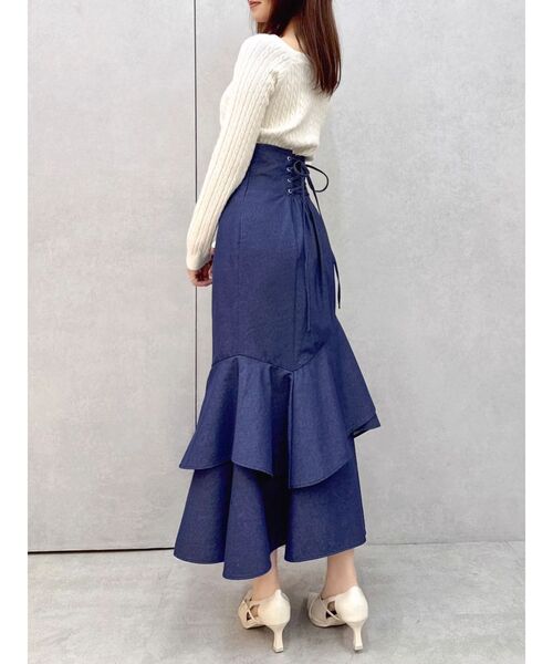 dazzlin（ダズリン）の「バックレースアップアシメマーメイドスカート（スカート・レディース・その他1/ブラック/インディゴブルー/その他・SMALL/MEDIUM）」の14枚目の写真