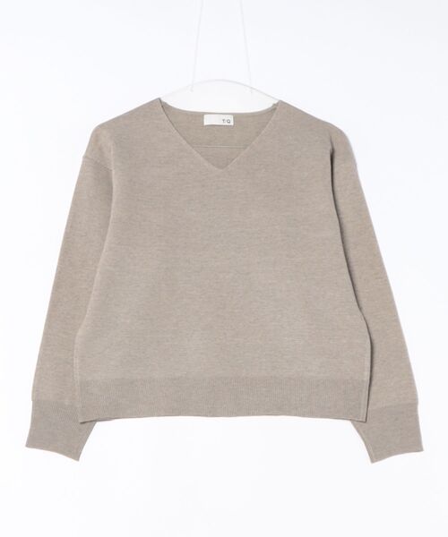 m.f.editorial(エムエフエディトリアル)の「【ストレッチ ハンドウォッシャブル】タカキューレディース ミラノ Vネック ニットプルオーバー(ニット/セーター・レディース・グリーン/ベージュ/グレー・MEDIUM/LARGE)」の5枚目の写真