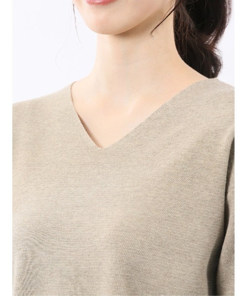 m.f.editorial(エムエフエディトリアル)の「【ストレッチ ハンドウォッシャブル】タカキューレディース ミラノ Vネック ニットプルオーバー(ニット/セーター・レディース・グリーン/ベージュ/グレー・MEDIUM/LARGE)」の13枚目の写真