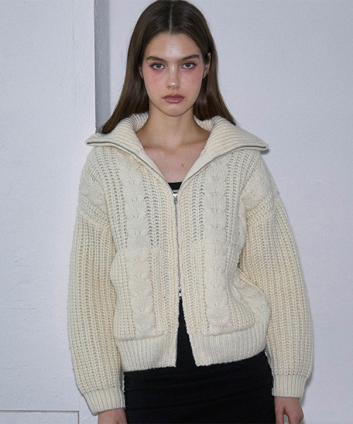 ROSEFRANTZ（ロゼフランツ）の「Two-way Twist Knit Zip-up [Ivory]（カーディガン/ボレロ・レディース・アイボリー・FREE）」の2枚目の写真