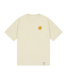 [ユニセックス]イエローシーリングスモールドローイングスマイル半袖Tシャツ_サンドベージュ