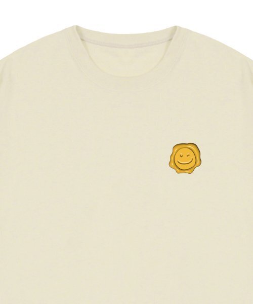 GRAVER（グレーバー）の「[ユニセックス]イエローシーリングスモールドローイングスマイル半袖Tシャツ_サンドベージュ（Tシャツ/カットソー・レディース・ベージュ・X-LARGE/SMALL/MEDIUM/LARGE）」の3枚目の写真