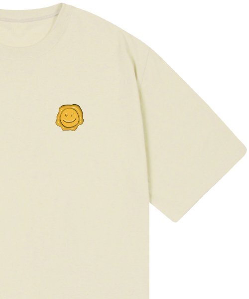 GRAVER（グレーバー）の「[ユニセックス]イエローシーリングスモールドローイングスマイル半袖Tシャツ_サンドベージュ（Tシャツ/カットソー・レディース・ベージュ・X-LARGE/SMALL/MEDIUM/LARGE）」の4枚目の写真
