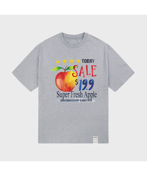 GRAVER（グレーバー）の「[ユニセックス] フレッシュアップル 半袖Tシャツ_2カラー（Tシャツ/カットソー・レディース・グレー/ホワイト・X-LARGE/LARGE/MEDIUM/SMALL）」の2枚目の写真