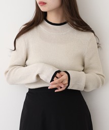BRODIAEA ライン入りラメリブニット
