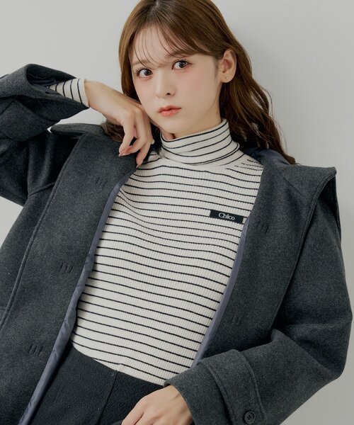 Chico（チコ）の「胸ロゴラメタートルニット（ニット/セーター・レディース・ピンク/ホワイト系その他3/グレー/ホワイト系その他2/アイボリー/ブラック・FREE）」の3枚目の写真