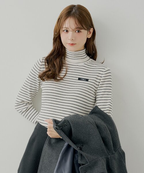 Chico（チコ）の「胸ロゴラメタートルニット（ニット/セーター・レディース・ピンク/ホワイト系その他3/グレー/ホワイト系その他2/アイボリー/ブラック・FREE）」の14枚目の写真