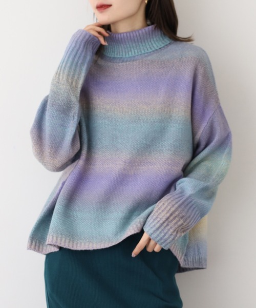 A.N.L 前後2WAYグラデーションスリットニット