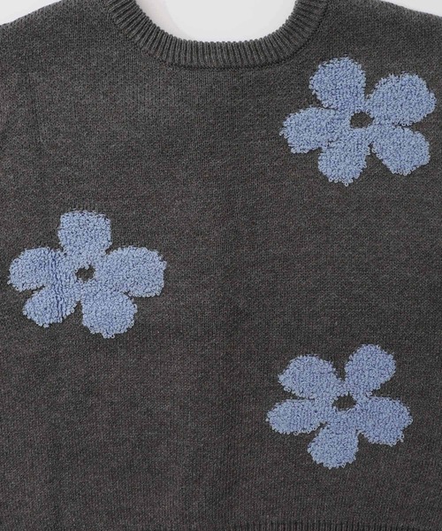 ScoLar(スカラー)の「153732:2WAYお花サガラ刺繍ジャガードニットカーディガン(カーディガン/ボレロ・レディース・チャコールグレー/ベージュ・M)」の15枚目の写真