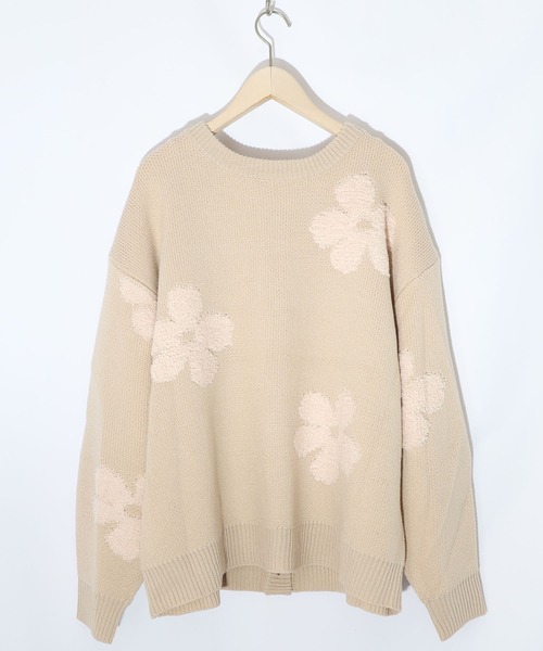 ScoLar(スカラー)の「153732:2WAYお花サガラ刺繍ジャガードニットカーディガン(カーディガン/ボレロ・レディース・チャコールグレー/ベージュ・M)」の17枚目の写真