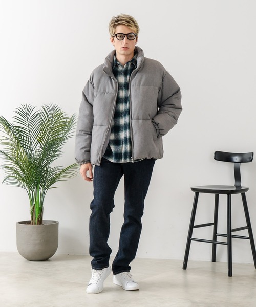 Blue Standard (ブルースタンダード)の「【Blue Standard/ブルースタンダード】ウールタッチ ヘリンボーン ファイバーダウンジャケット 軽量 大人カジュアル(ダウンジャケット/コート・メンズ・ブラック/グレー・LARGE/MEDIUM/X-LARGE)」の7枚目の写真