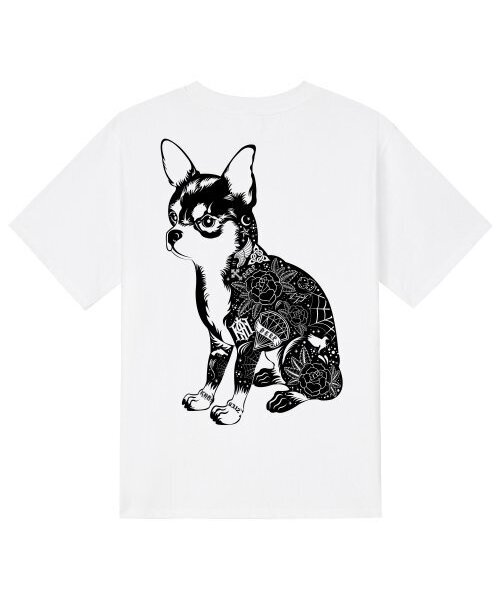 KAN6312(カン6312)の「KTW0087 チカノドッグ 半袖Tシャツ - ホワイト(Tシャツ/カットソー・メンズ・その他・LARGE/MEDIUM/SMALL/X-LARGE)」の1枚目の写真