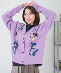 153727：風船ネコちゃんジャガードニットカーディガン