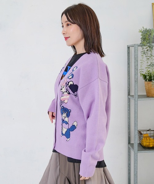 ScoLar(スカラー)の「153727:風船ネコちゃんジャガードニットカーディガン(カーディガン/ボレロ・レディース・グリーン/パープル/ブラック・M)」の16枚目の写真