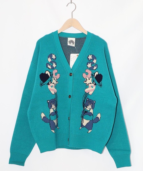 ScoLar(スカラー)の「153727:風船ネコちゃんジャガードニットカーディガン(カーディガン/ボレロ・レディース・グリーン/パープル/ブラック・M)」の9枚目の写真
