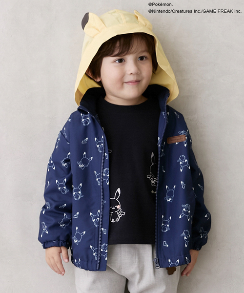 petit main（プティマイン）の「【モンポケ】ウィンブレ（ナイロンジャケット・キッズ・イエロー/ネイビー・90cm/110cm/80ｃｍ/120cm/100cm）」の3枚目の写真