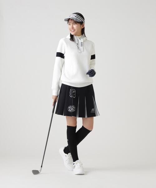 PEARLY GATES(パーリーゲイツ)の「【PEARLY GATES】14GダブルJQ×ワッペン風ニットプリーツスカート(スカート・レディース・ホワイト/ネイビー/ベージュ・SMALL/MEDIUM/LARGE)」の9枚目の写真