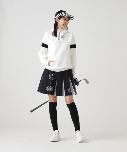 PEARLY GATES(パーリーゲイツ)の「【PEARLY GATES】14GダブルJQ×ワッペン風ニットプリーツスカート(スカート・レディース・ホワイト/ネイビー/ベージュ・SMALL/MEDIUM/LARGE)」の10枚目の写真