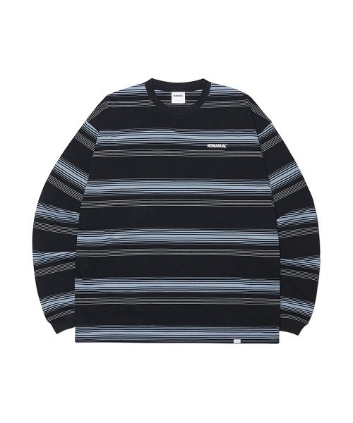 NOMANUAL(NOMANUAL)の「「NOMANUAL /ノーマニュアル」NM ストライプド ロング スリーブT(Tシャツ/カットソー・メンズ・バーガンディー/ブラック・M)」の1枚目の写真