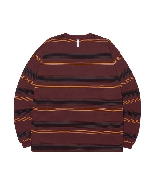 NOMANUAL(NOMANUAL)の「「NOMANUAL /ノーマニュアル」NM ストライプド ロング スリーブT(Tシャツ/カットソー・メンズ・バーガンディー/ブラック・M)」の6枚目の写真