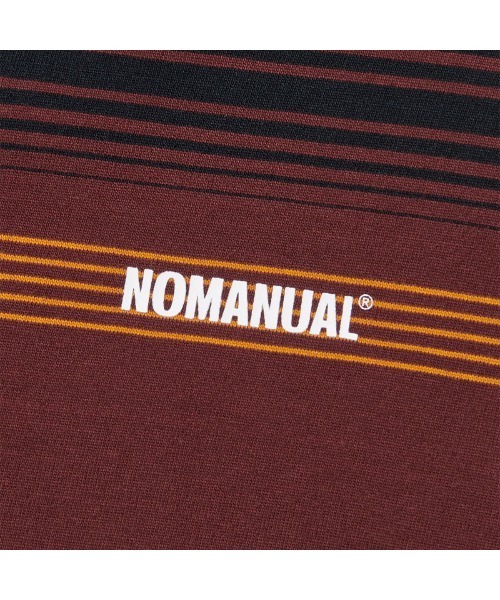 NOMANUAL(NOMANUAL)の「「NOMANUAL /ノーマニュアル」NM ストライプド ロング スリーブT(Tシャツ/カットソー・メンズ・バーガンディー/ブラック・M)」の7枚目の写真