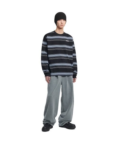 NOMANUAL(NOMANUAL)の「「NOMANUAL /ノーマニュアル」NM ストライプド ロング スリーブT(Tシャツ/カットソー・メンズ・バーガンディー/ブラック・M)」の8枚目の写真