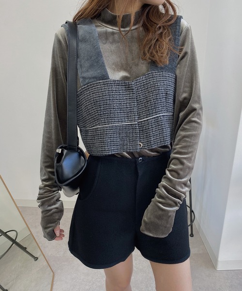 nananamoe(ナナナモエ)の「velor switch check piping bustier(その他トップス・レディース・チャコールグレー/ブラウン・FREE)」の6枚目の写真