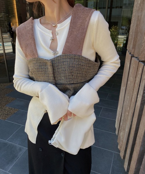 nananamoe(ナナナモエ)の「velor switch check piping bustier(その他トップス・レディース・チャコールグレー/ブラウン・FREE)」の14枚目の写真