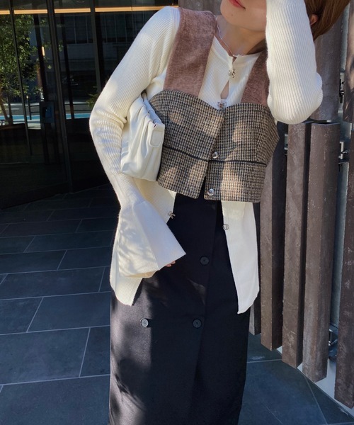 nananamoe(ナナナモエ)の「velor switch check piping bustier(その他トップス・レディース・チャコールグレー/ブラウン・FREE)」の15枚目の写真