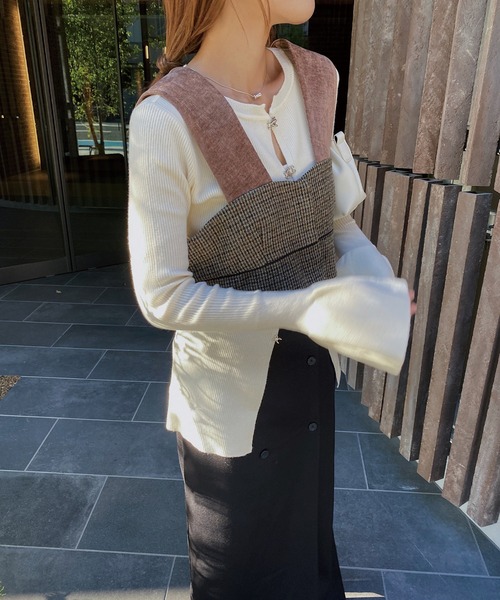 nananamoe(ナナナモエ)の「velor switch check piping bustier(その他トップス・レディース・チャコールグレー/ブラウン・FREE)」の19枚目の写真
