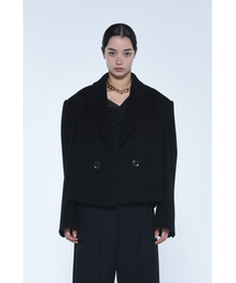 DOUBLE BREASTED CROPPED WOOL COAT_UNISEX