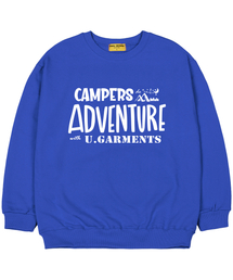 [起毛]キャンパスオーバーサイズスウェットTシャツブルー